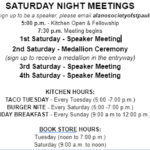 Saturday Night Speaker Meetings – Fall 2022
